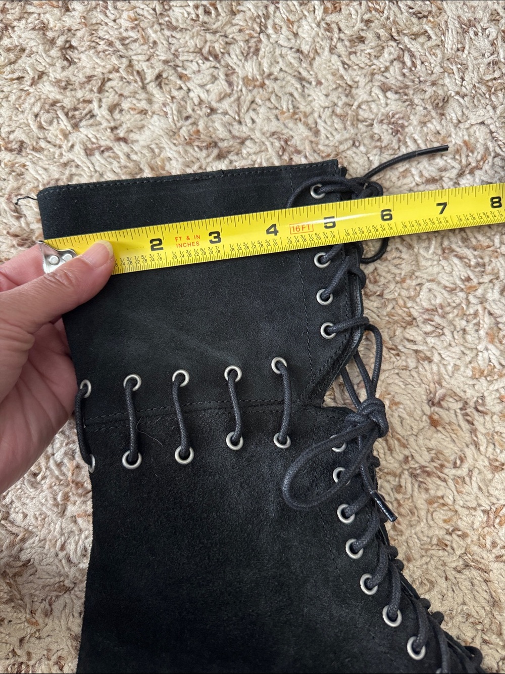 Miista Zelda Black Suede Lace Up Mid Calf Boots Chunky Heel Size EU 39 / US 8.5 - Picture 9 of 12